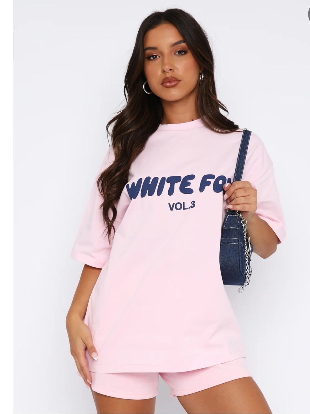 White Fox Boutique Offstage Oversized Short Sleeve Tee Posy Pink Sz Women’s S/M